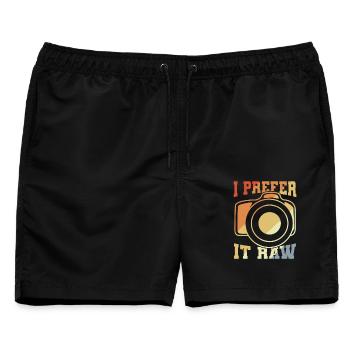Fotografie Witz - Männer Badeshorts - Schwarz - Vorne - AI Model Male 178 light (178cm)