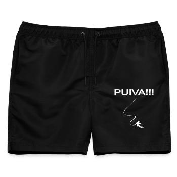 Puiva, Pulverschnee, Skitour, skifahren, Powder - Männer Badeshorts - Schwarz - Vorne - AI Model Male 178 light (178cm)