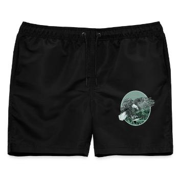 Adler Adlermotiv Weißkopfseeadler Jagd Fischfang - Männer Badeshorts - Schwarz - Vorne - AI Model Male 178 light (178cm)