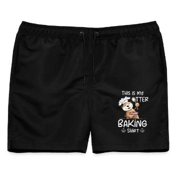 My Otter Baking Shirt Bäcker Backen Spruch - Männer Badeshorts - Schwarz - Vorne - AI Model Male 178 light (178cm)