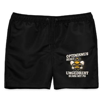 Optimismus Heißt Umgedreht Sumsi Mit Po - Männer Badeshorts - Schwarz - Vorne - AI Model Male 178 light (178cm)