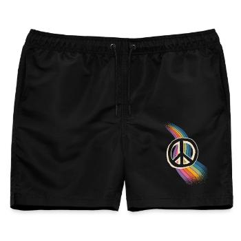 Peacezeichen Friedenszeichen - Männer Badeshorts - Schwarz - Vorne - AI Model Male 178 light (178cm)