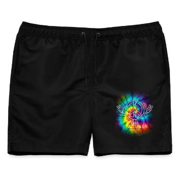 Peacezeichen Friedenszeichen Tie Dye - Männer Badeshorts - Schwarz - Vorne - AI Model Male 178 light (178cm)