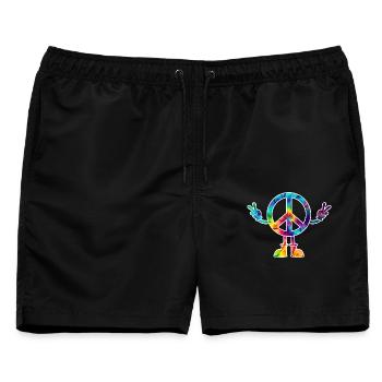 Peacezeichen Friedenszeichen tie dye - Männer Badeshorts - Schwarz - Vorne - AI Model Male 178 light (178cm)