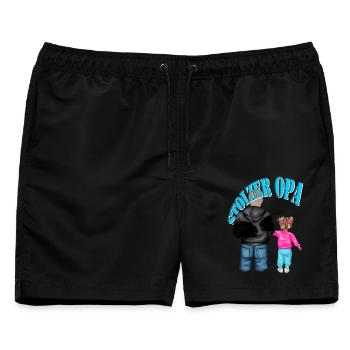 STOLZER OPA - Enkelin blonde Haare Kind Mädchen - Männer Badeshorts - Schwarz - Vorne - AI Model Male 178 light (178cm)