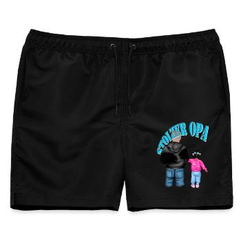 stolzer Opa - Enkelin schwarze Haare Kind Mädchen - Männer Badeshorts - Schwarz - Vorne - AI Model Male 178 light (178cm)
