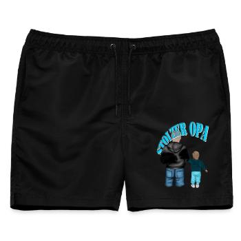 stolzer Opa - Enkel blond Kind Junge - Männer Badeshorts - Schwarz - Vorne - AI Model Male 178 light (178cm)