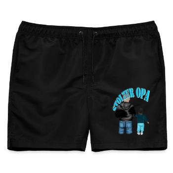 STOLZER OPA-Enkel schwarze Haare Junge Kind - Männer Badeshorts - Schwarz - Vorne - AI Model Male 178 light (178cm)