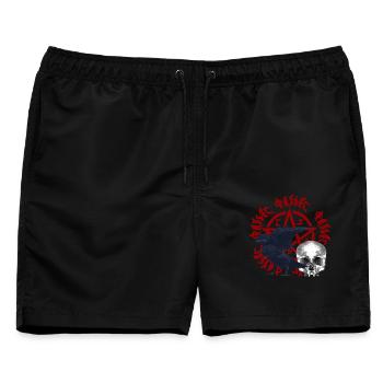 Menschenschädel, Kräe, pentagramme - Männer Badeshorts - Schwarz - Vorne - AI Model Male 178 light (178cm)