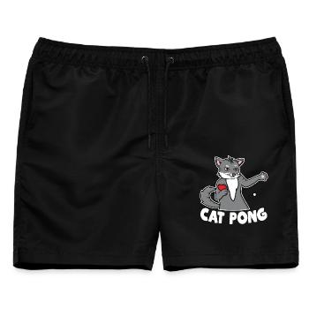 Katze Ping Pong - Männer Badeshorts - Schwarz - Vorne - AI Model Male 178 light (178cm)