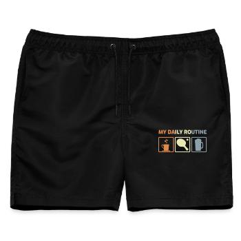 Kaffee Tischtennis Bier - Männer Badeshorts - Schwarz - Vorne - AI Model Male 178 light (178cm)