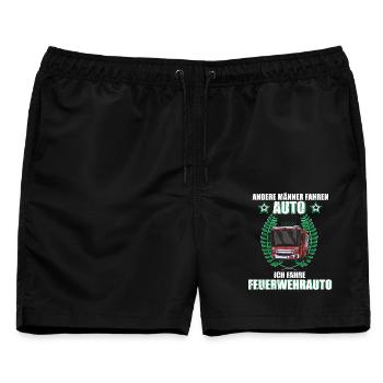Feuerwehr Feuerwehrauto Feuerwehrmann Beruf - Männer Badeshorts - Schwarz - Vorne - AI Model Male 178 light (178cm)