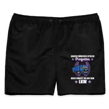 LKW Fahrerin Prinzessin Lastkraftfahrerin Geschenk - Männer Badeshorts - Schwarz - Vorne - AI Model Male 178 light (178cm)