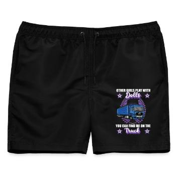 LKW Fahrerin Truckerin Lastkraftfahrerin Geschenk - Männer Badeshorts - Schwarz - Vorne - AI Model Male 178 light (178cm)