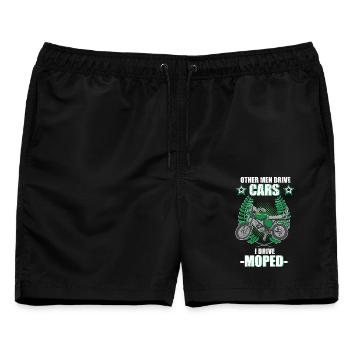 Moped Mopedfahrer Mofa Retro Zweitakt Spruch - Männer Badeshorts - Schwarz - Vorne - AI Model Male 178 light (178cm)
