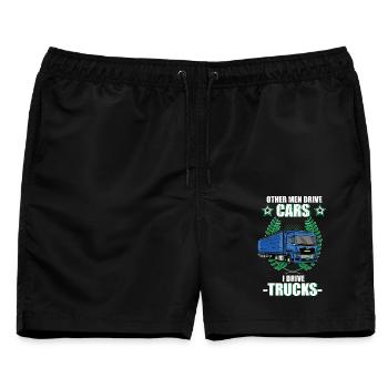LKW Fahrer Lastkraftfahrer Trucker Fernfahrer - Männer Badeshorts - Schwarz - Vorne - AI Model Male 178 light (178cm)