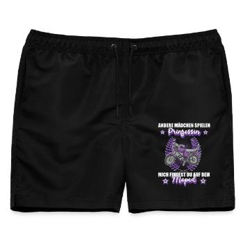 Moped Mopedfahrerin Mofa Retro Zweitakt Kleidung - Männer Badeshorts - Schwarz - Vorne - AI Model Male 178 light (178cm)