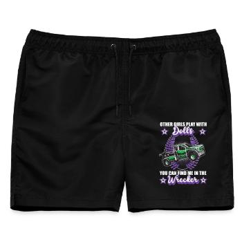 Abschleppwagen Girls Abschleppdienst Auto Beruf - Männer Badeshorts - Schwarz - Vorne - AI Model Male 178 light (178cm)