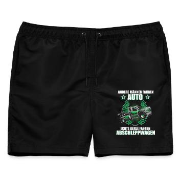 Abschleppwagen Abschlepper Abschleppdienst Fahrer - Männer Badeshorts - Schwarz - Vorne - AI Model Male 178 light (178cm)