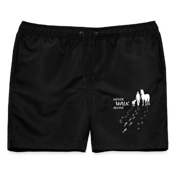 Hund Pferd Reiter - Never walk alone - gemeinsam - Männer Badeshorts - Schwarz - Vorne - AI Model Male 178 light (178cm)
