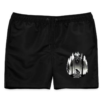 Grizzlybär Bär Valknut Wotansknoten Wald Wikinger - Männer Badeshorts - Schwarz - Vorne - AI Model Male 178 light (178cm)