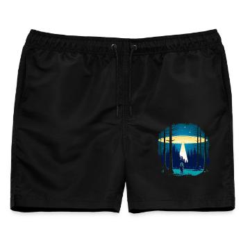 Fliegende Untertasse - Männer Badeshorts - Schwarz - Vorne - AI Model Male 178 light (178cm)