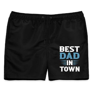 Best Dad in Town - Männer Badeshorts - Schwarz - Vorne - AI Model Male 178 light (178cm)