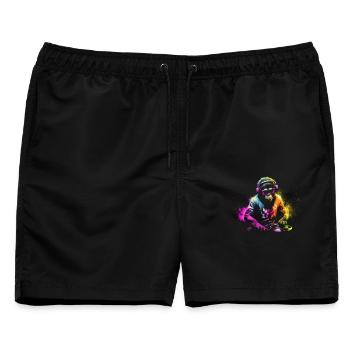 DJ Affe mit Kopfhörer und Sonnenbrille Geschenk - Männer Badeshorts - Schwarz - Vorne - AI Model Male 178 light (178cm)