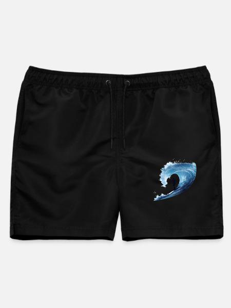 Surfer in Wirbelwelle - Männer Badeshorts - Schwarz