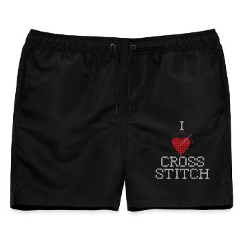 I love cross stitch - Crafting Cross Stitch Lover - Männer Badeshorts - Schwarz - Vorne - AI Model Male 178 light (178cm)