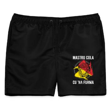 Sizilien Trinacria Mastru Cola, cu ‘na furma - Männer Badeshorts - Schwarz - Vorne - AI Model Male 178 light (178cm)