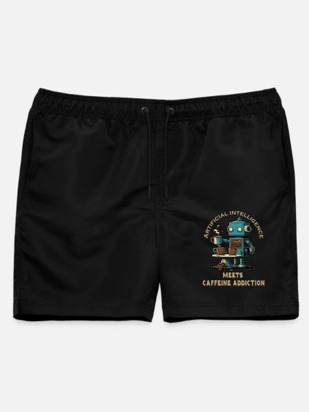 Künstliche Inteligenz trifft Kaffeesucht - Männer Badeshorts - Schwarz