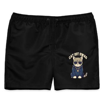Got Swag Katze mit Sonnenbrille - Männer Badeshorts - Schwarz - Vorne - AI Model Male 178 light (178cm)