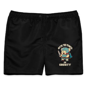 Kleiner Schwertkrieger mit der Power of Obesity - Männer Badeshorts - Schwarz - Vorne - AI Model Male 178 light (178cm)