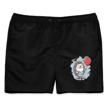süsser Igel mit Luftballon - Männer Badeshorts - Schwarz - Vorne - AI Model Male 178 light (178cm)