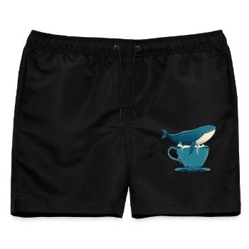 Wal in Teetasse - Männer Badeshorts - Schwarz - Vorne - AI Model Male 178 light (178cm)