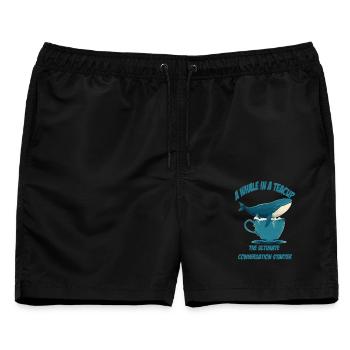 Wal in Teetasse conversation starter - Männer Badeshorts - Schwarz - Vorne - AI Model Male 178 light (178cm)