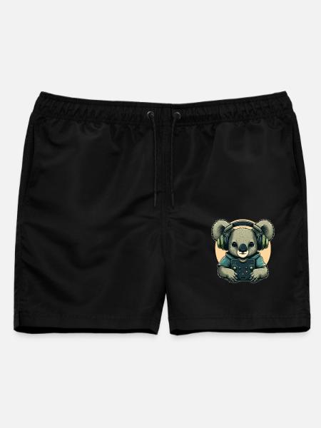 Koalabär mit Walkman - Männer Badeshorts - Schwarz