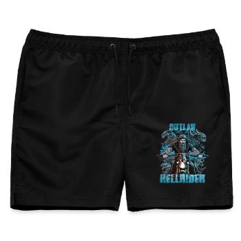 Outlaw Hellrider Motorradfahrer - Männer Badeshorts - Schwarz - Vorne - AI Model Male 178 light (178cm)