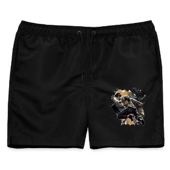 Parkourläufer in der Stadt - Männer Badeshorts - Schwarz - Vorne - AI Model Male 178 light (178cm)