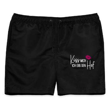 Küss mich Ich erb den Hof - Männer Badeshorts - Schwarz - Vorne - AI Model Male 178 light (178cm)