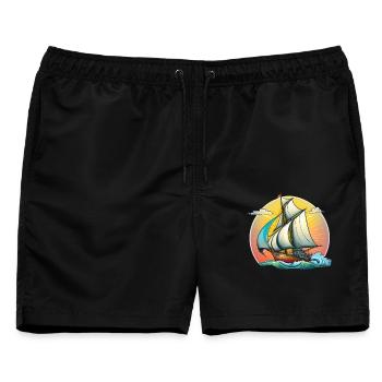 Segelboot - Männer Badeshorts - Schwarz - Vorne - AI Model Male 178 light (178cm)