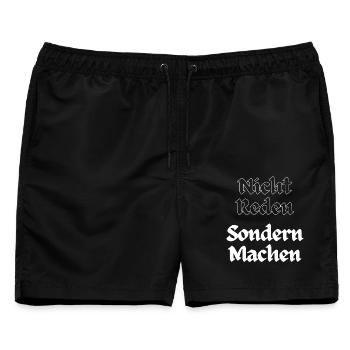 Nicht Reden, Sondern Machen - Männer Badeshorts - Schwarz - Vorne - AI Model Male 178 light (178cm)