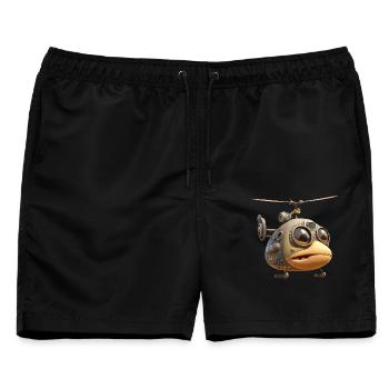 Comic Hubschrauber - Männer Badeshorts - Schwarz - Vorne - AI Model Male 178 light (178cm)