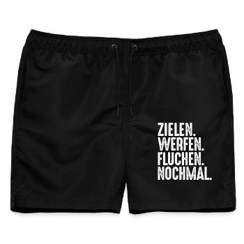 Zielen Werfen Fluchen Nochmal Spruch Bouler - Männer Badeshorts - Schwarz - Vorne - AI Model Male 178 light (178cm)