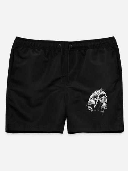 Fisch des Lebens! - Angeltshirt Hechtangriff / W - Männer Badeshorts - Schwarz