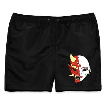 Mensch oder Dämon? - Männer Badeshorts - Schwarz - Vorne - AI Model Male 178 light (178cm)