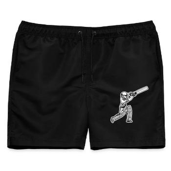 Kleiner Cricket Spieler - Männer Badeshorts - Schwarz - Vorne - AI Model Male 178 light (178cm)