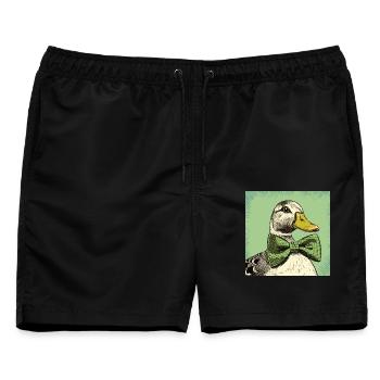 Duck with Bowtie - Männer Badeshorts - Schwarz - Vorne - AI Model Male 178 light (178cm)