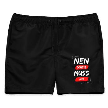 Nen scheiß muss ich - Männer Badeshorts - Schwarz - Vorne - AI Model Male 178 light (178cm)